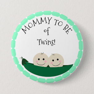 Badge Rond 7,6 Cm Maman à être de jumeaux dans Peapod Baby shower bo