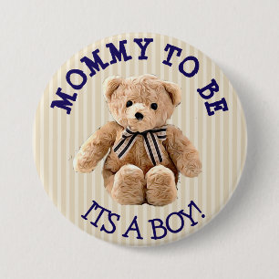Badge Rond 7,6 Cm Maman à être, Teddy Bear Baby shower Button