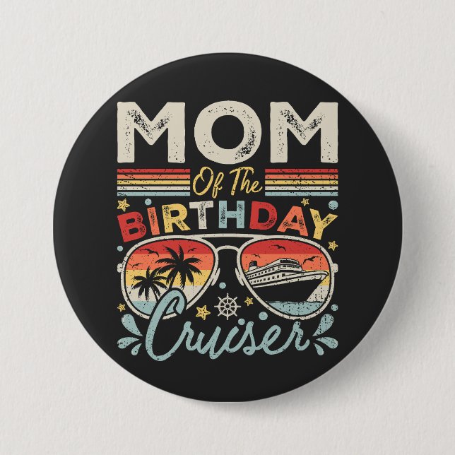 Badge Rond 7,6 Cm Maman de Anniversaire Cruiser Vacation Round (Devant)