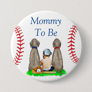Badge Rond 7,6 Cm Maman doit être   Baby shower de baseball à thème