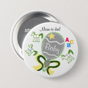 Badge Rond 7,6 Cm Maman doit être l'étoile jaune Chevaux Baby shower