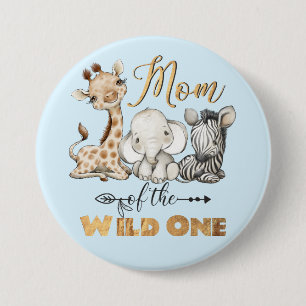 Badge Rond 7,6 Cm Maman du bouton Foil en or Wild One