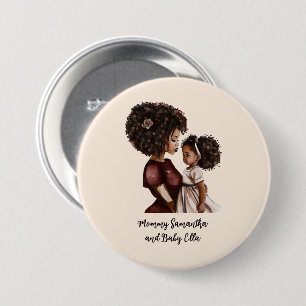 Badge Rond 7,6 Cm Maman et fille noire personnalisée (3)