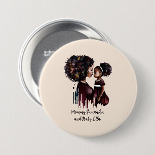 Badge Rond 7,6 Cm Maman et fille noire personnalisée (4)