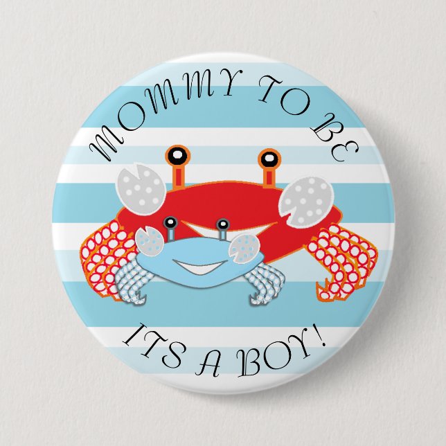 Badge Rond 7,6 Cm Maman pour être Crab C'est un petit Baby shower (Devant)