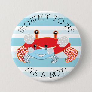 Badge Rond 7,6 Cm Maman pour être crabe son un bouton de baby showe