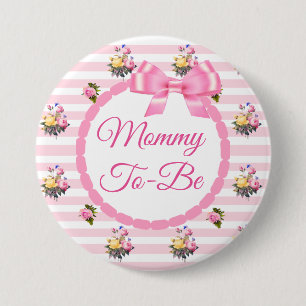 Badge Rond 7,6 Cm Maman pour être Floral Chic Rose bouton