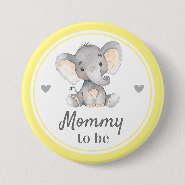 Badge Rond 7,6 Cm Maman pour être nouvelle maman Baby shower d'éléph (Devant)