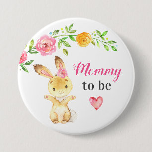 Badge Rond 7,6 Cm Maman sera nouveau Momma Bunny Baby shower lapin