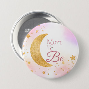 Badge Rond 7,6 Cm Maman sera rose sur la lune Baby shower fille