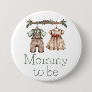 Badge Rond 7,6 Cm Maman va être Noël bébé pin