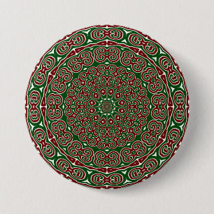Badge Rond 7,6 Cm Mandala de Noël ornemental