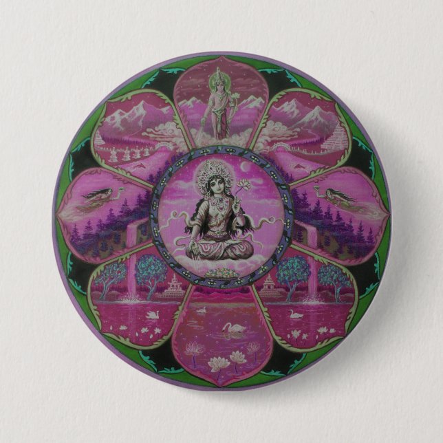 Badge Rond 7,6 Cm Mandala Tara de déesse (Devant)