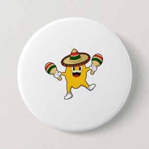 Badge Rond 7,6 Cm Mango comme musicien avec Maraca