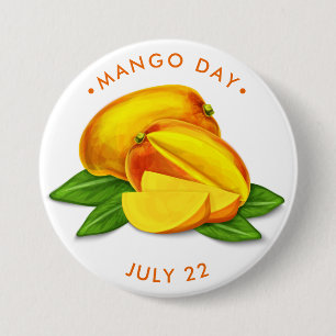 Badge Rond 7,6 Cm Mango Day, aquarelle mangue