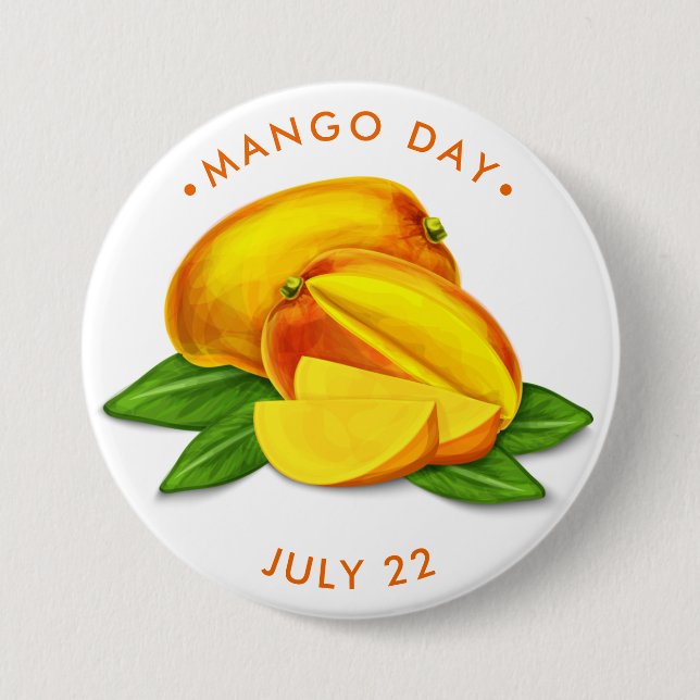 Badge Rond 7,6 Cm Mango Day, aquarelle mangue (Devant)
