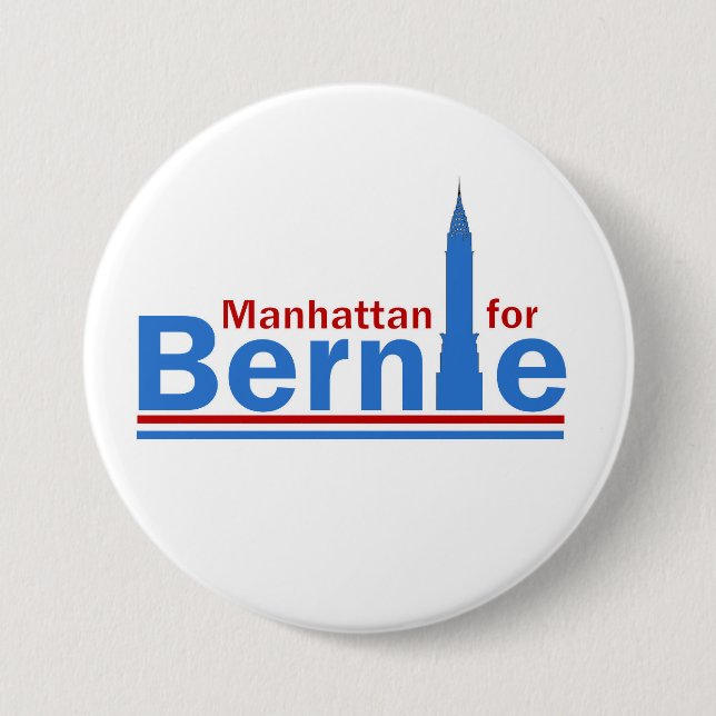 Badge Rond 7,6 Cm Manhattan pour Bernie (Devant)