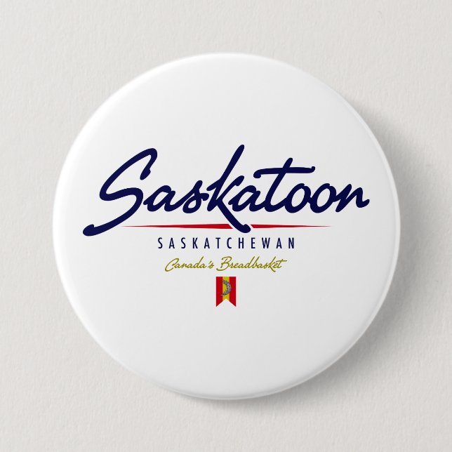 Badge Rond 7,6 Cm Manuscrit de Saskatoon (Devant)