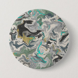 Badge Rond 7,6 Cm Marbrure de pierre avec veines de turquoise 3" Ron