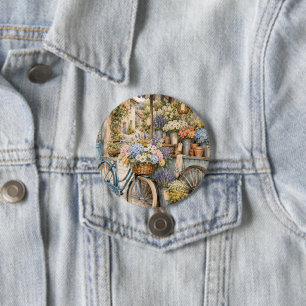 Badge Rond 7,6 Cm Marché de fleurs Bloomcore avec bicyclette