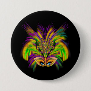 Badge Rond 7,6 Cm Mardi-Gras-Mask-The-Queen-V-3
