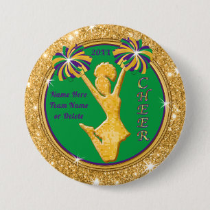Badge Rond 7,6 Cm Mardi Gras Thématique, Fête Pom-pom girl,