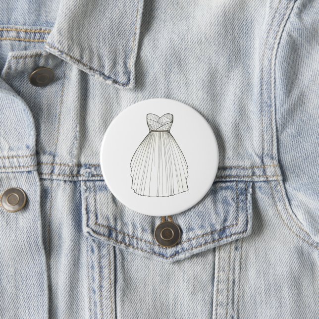 Badge Rond 7,6 Cm Mariage blanc robe Gown Fête des mariées mariée ca (En situation)