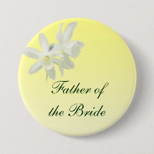 Badge Rond 7,6 Cm Mariage floral jaune père de la mariée