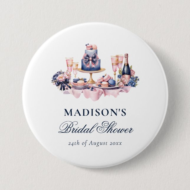 Badge Rond 7,6 Cm Mariage personnalisé à l'aquarelle pour la fête de (Devant)
