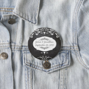 Badge Rond 7,6 Cm Mariages de typographie de tableau noir
