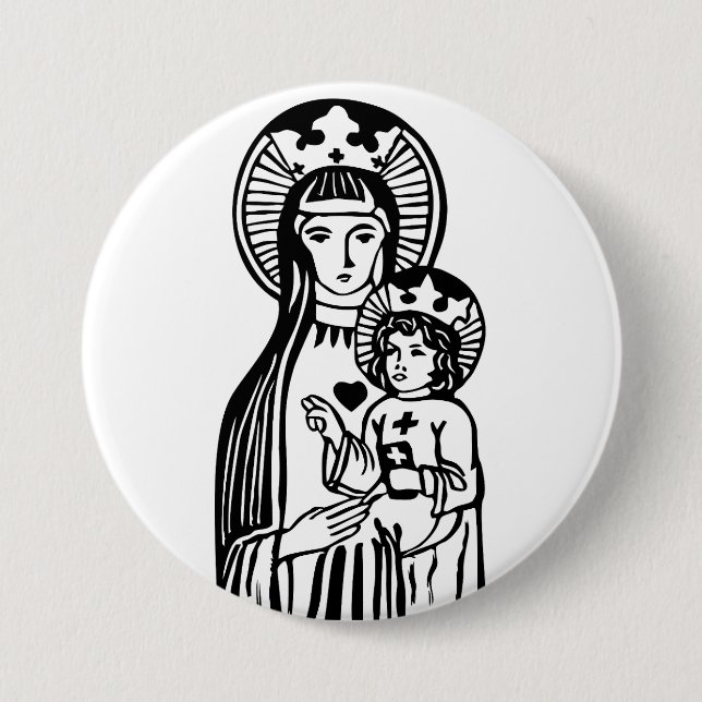 Badge Rond 7,6 Cm Marie et Jésus (Devant)