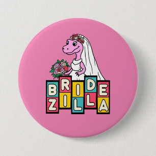 Badge Rond 7,6 Cm Mariée Zilla Retro