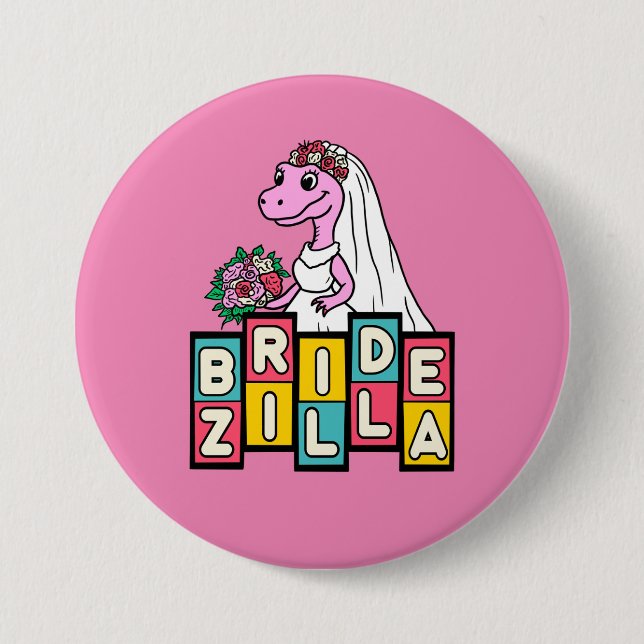 Badge Rond 7,6 Cm Mariée Zilla Rétro  (Devant)