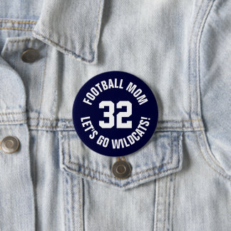 Badge Rond 7,6 Cm Marine et football blanc Maman Jersey Numéro