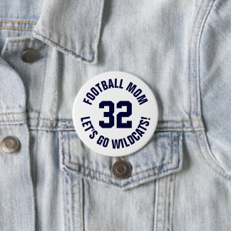 Badge Rond 7,6 Cm Marine et football blanc Maman Jersey Numéro