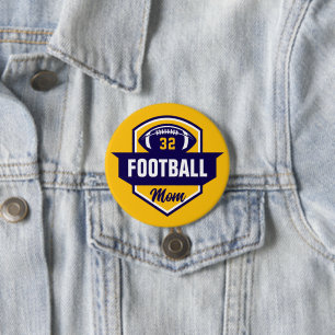 Badge Rond 7,6 Cm Marine et Gold Football Maman Custom Jersey Numéro