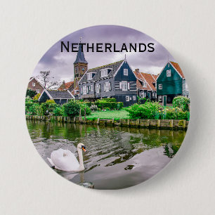 Badge Rond 7,6 Cm Marken, village hollandais à Pays-Bas