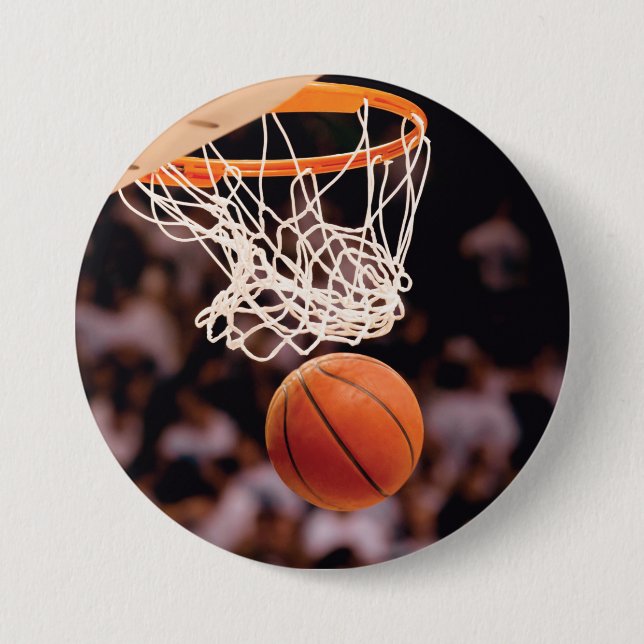 Badge Rond 7,6 Cm Marquage au basket-ball (Devant)