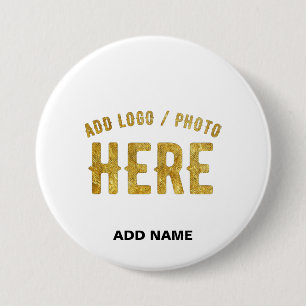 BADGE ROND 7,6 CM MARQUE BLANCHE MODERNE ET PERSONNALISABLE VÉRIFIÉE