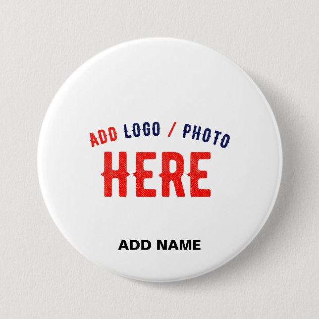 BADGE ROND 7,6 CM MARQUE BLANCHE MODERNE ET PERSONNALISABLE VÉRIFIÉE (Devant)