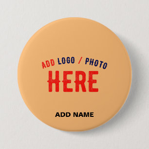 BADGE ROND 7,6 CM MARQUE VERIFIÉE ORANGE PÊCHE PERSONNALISÉE MODERNE
