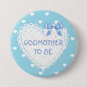 Badge Rond 7,6 Cm Marraine à être bouton bleu de baby shower de