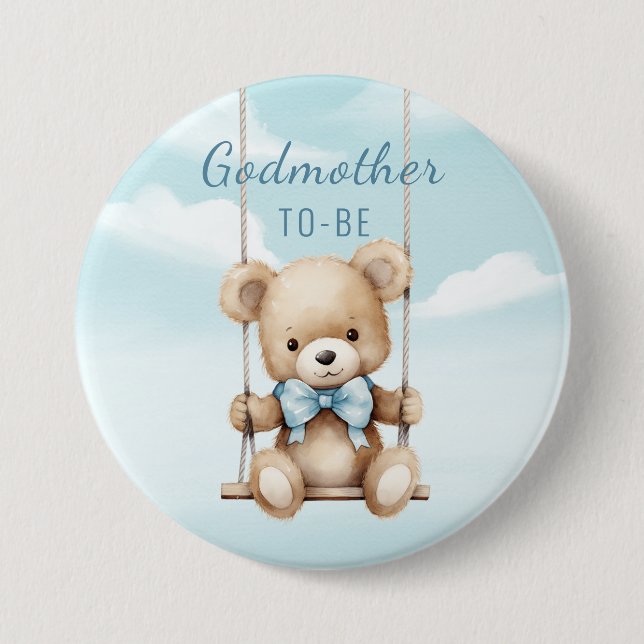 Badge Rond 7,6 Cm Marraine future ourson balançoire (Devant)