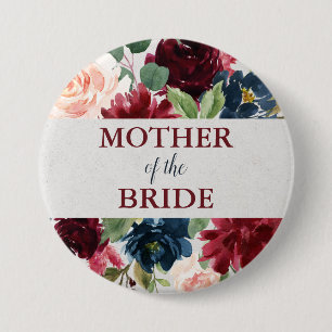 Badge Rond 7,6 Cm Marsala et mère chic minable florale de marine de