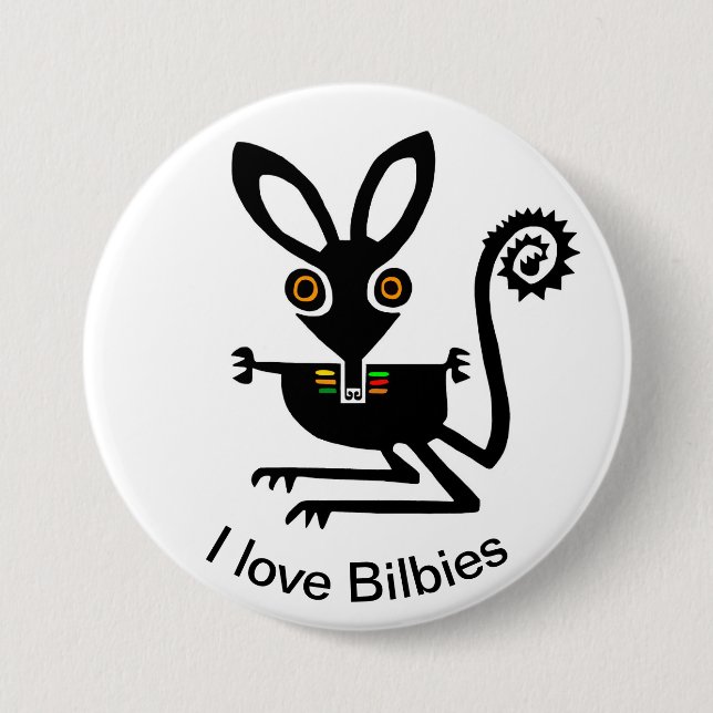 Badge Rond 7,6 Cm Marsupial - love BILBIES - faune australienne - (Devant)