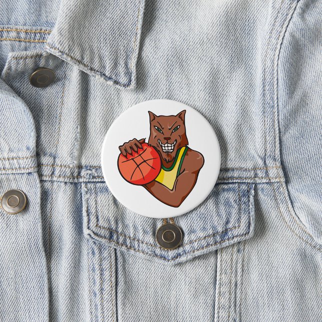 Badge Rond 7,6 Cm Mascotte de basket-ball sauvage Fierce (Créateur téléchargé)