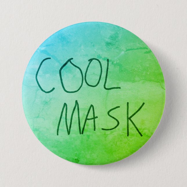 Badge Rond 7,6 Cm Masque cool original écriture manuscrite vert et b (Devant)