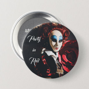 Badge Rond 7,6 Cm Masque de carnaval rouge en Venise, Italie