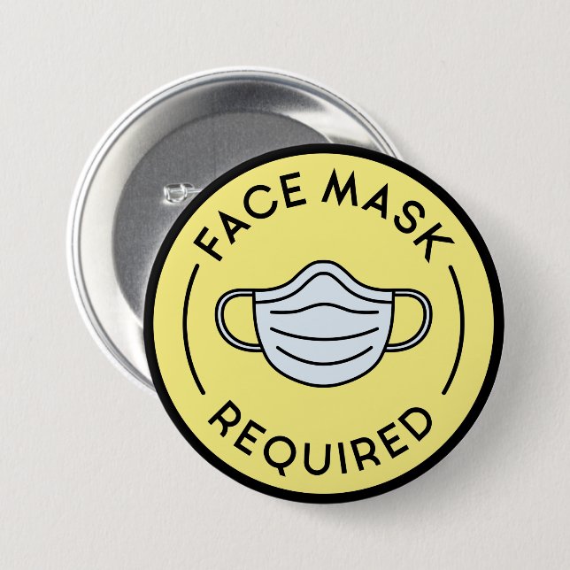 Badge Rond 7,6 Cm Masque de visage requis (Devant & derrière)