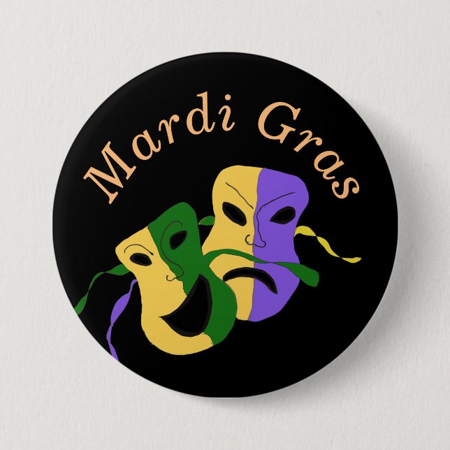 Badge Rond 7,6 Cm Masque Mardi Gras (Devant)